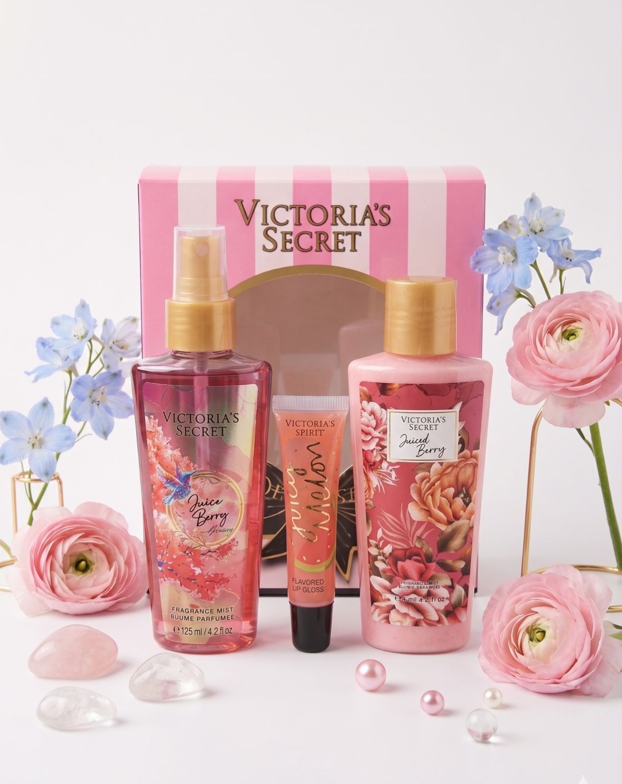 kit x3 victoria secret splash crema y gloss