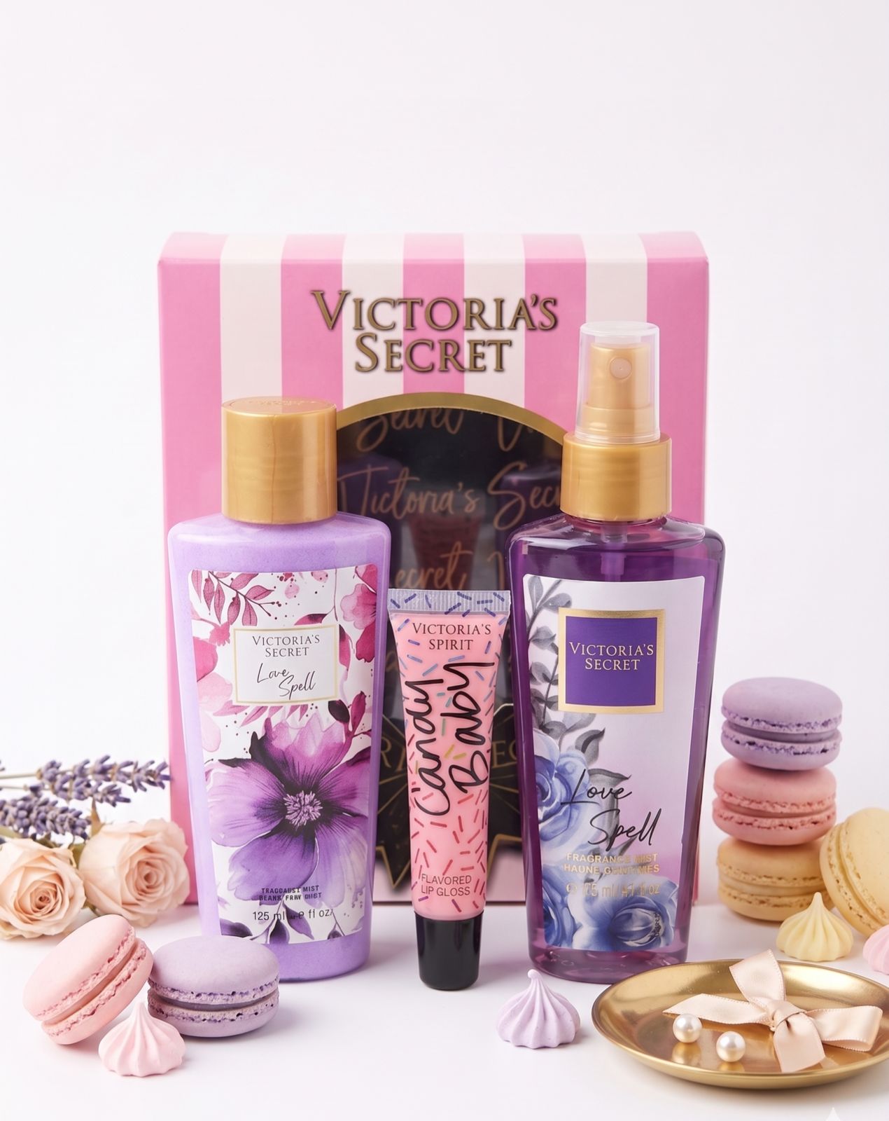 kit x3 victoria secret splash crema y gloss