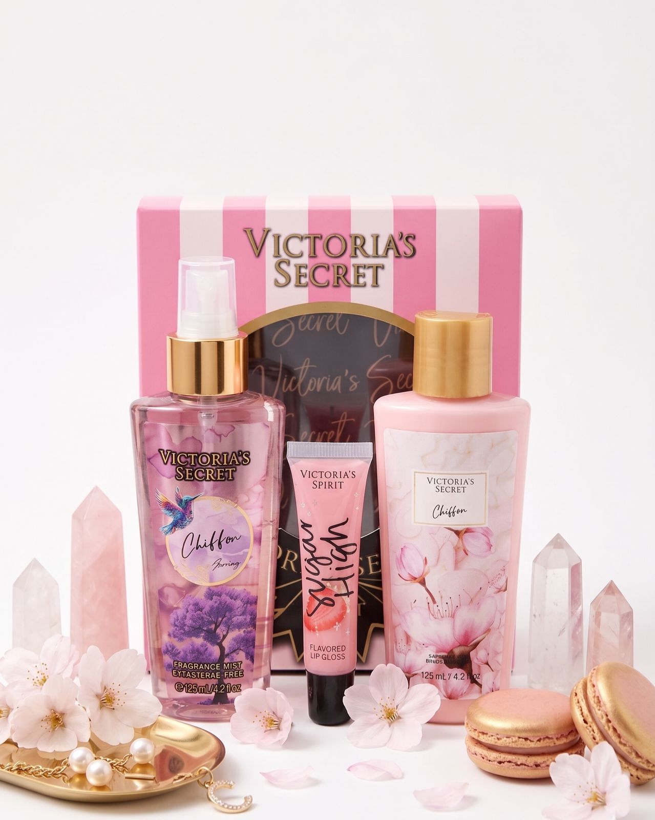 kit x3 victoria secret splash crema y gloss