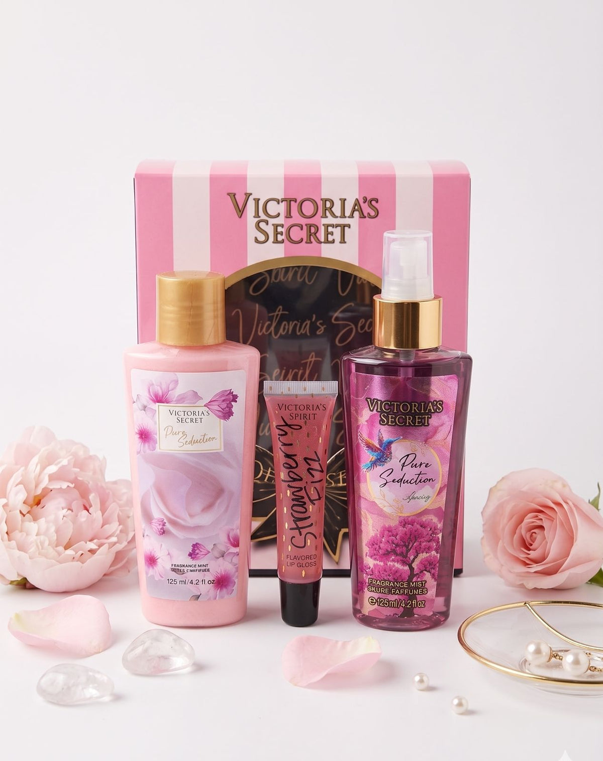 kit x3 victoria secret splash crema y gloss