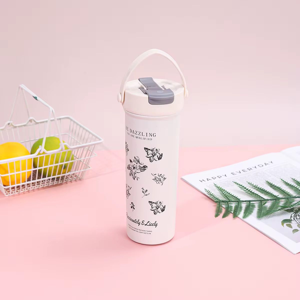 termo 600 ml con agarre caja amarilla