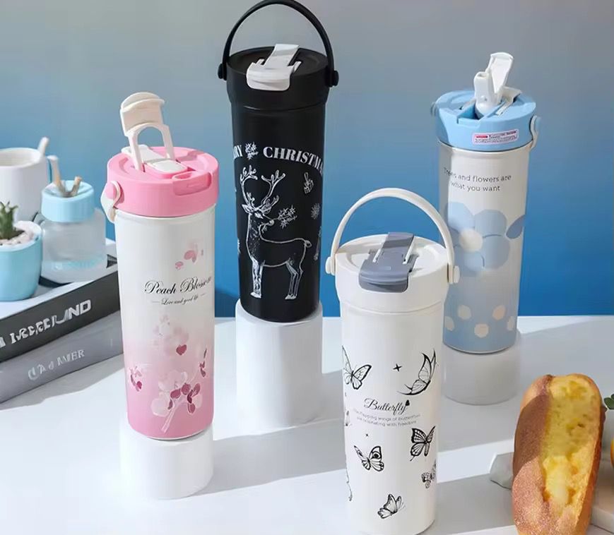 termo 600 ml con agarre caja amarilla