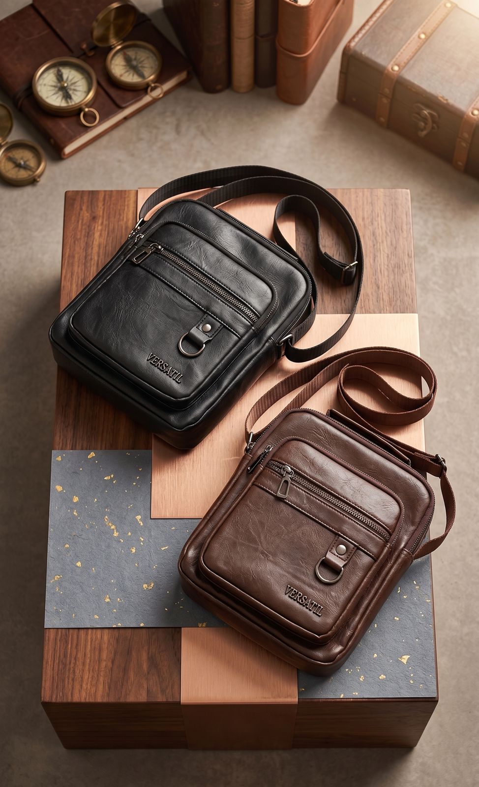 bolso tipo cuerina para caballero