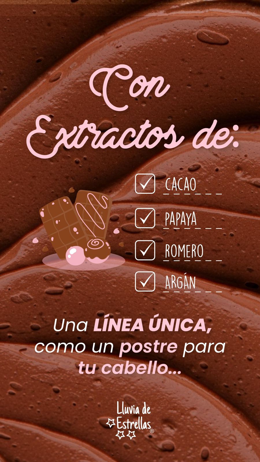 linea de chocolate rosado lluvia de estrella