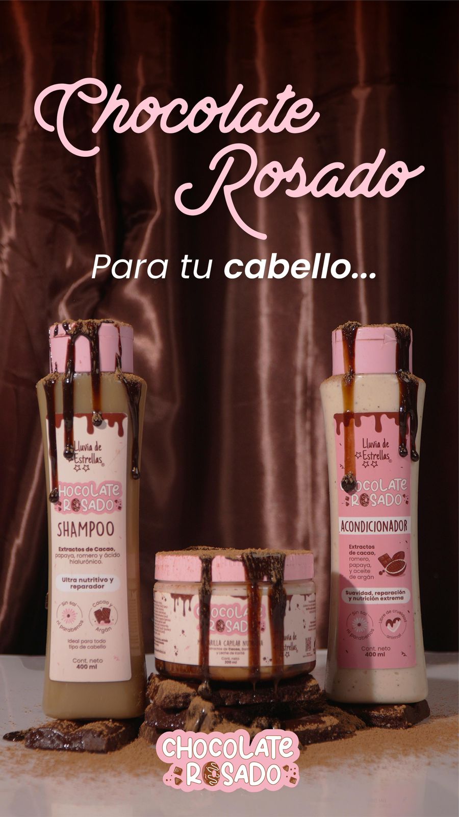 linea de chocolate rosado lluvia de estrella