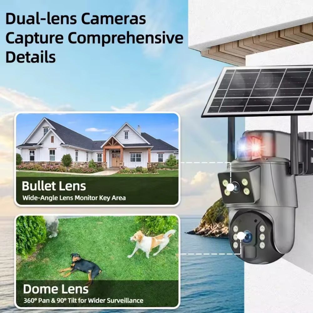 CAMARA DE SEGURIDAD DOBLE CON PANEL SOLAR IPC V380 P6A 4G