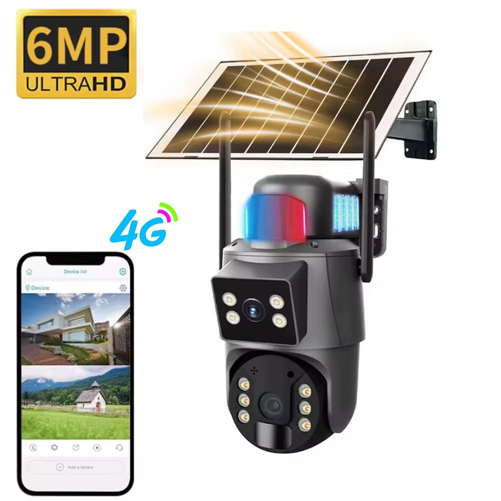 CAMARA DE SEGURIDAD DOBLE CON PANEL SOLAR IPC V380 P6A 4G