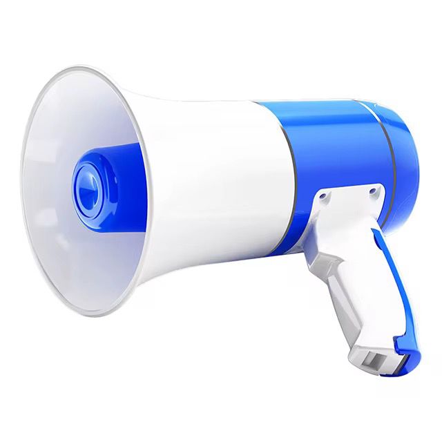 megafono blanco con azul