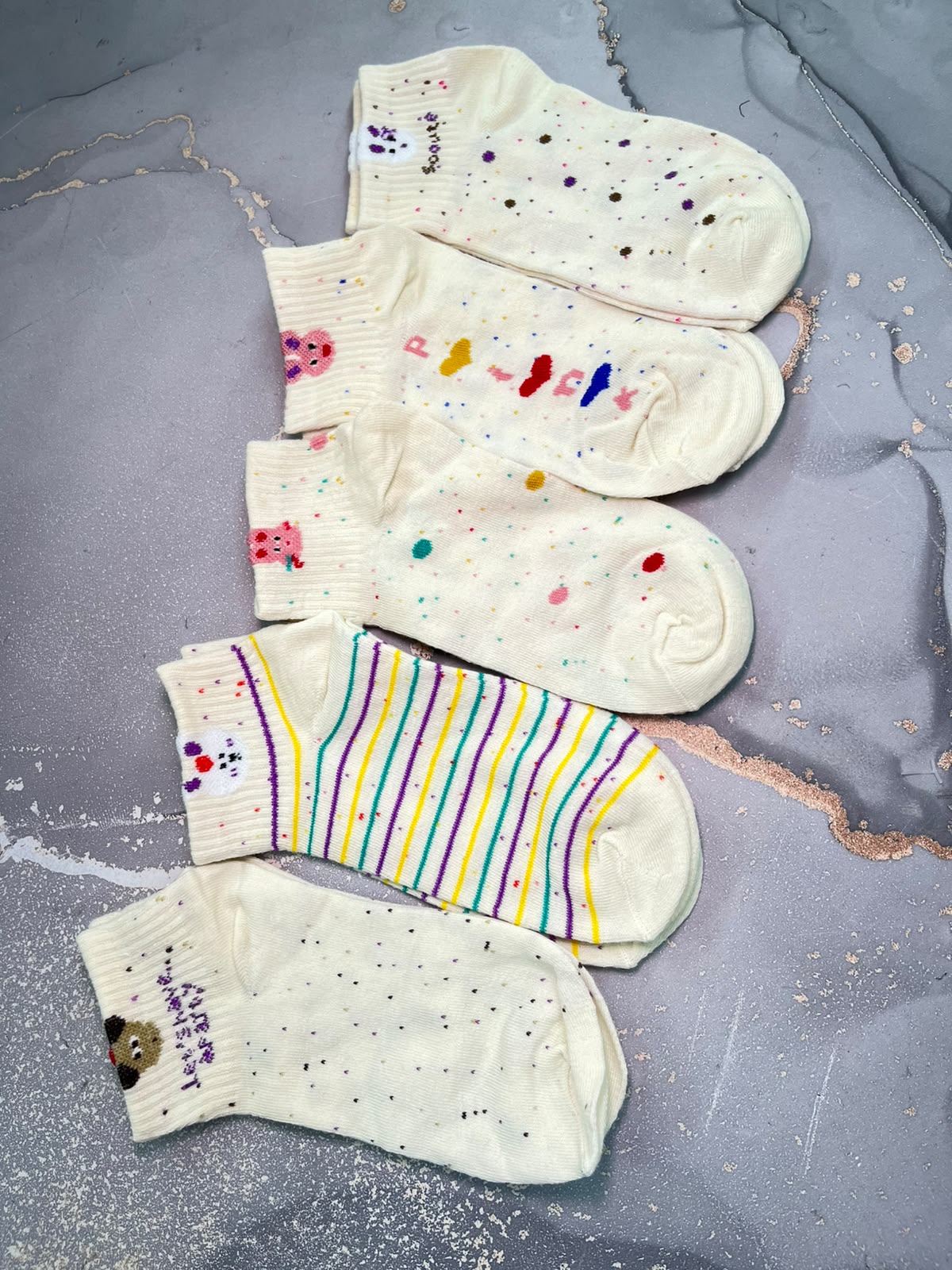 medias 3/4 beige con puntos x10