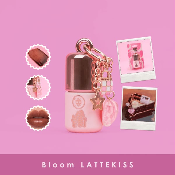 tinta gloss con llavero  bloom latte kiss bloomshel