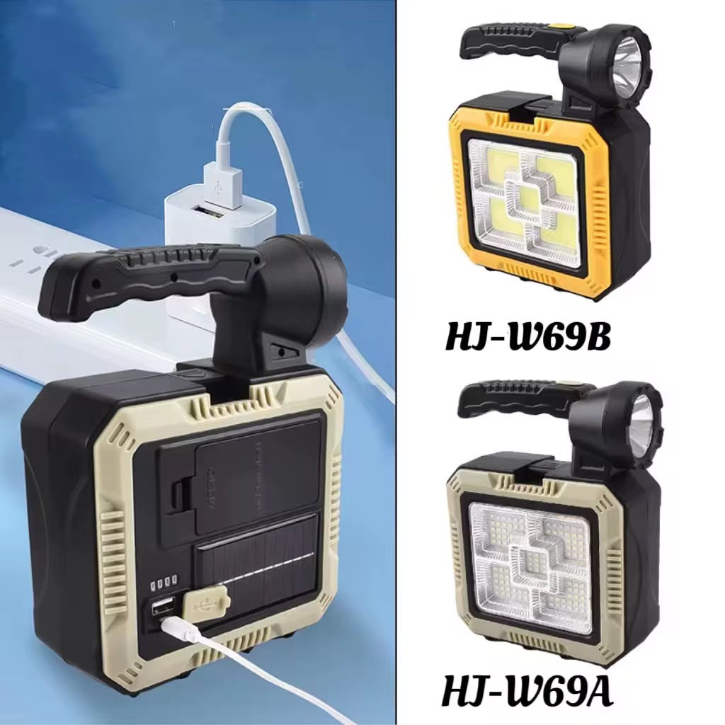 lampara con panel solar y kit de herramientas