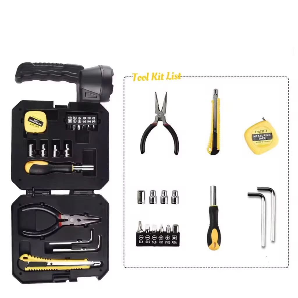 lampara con panel solar y kit de herramientas