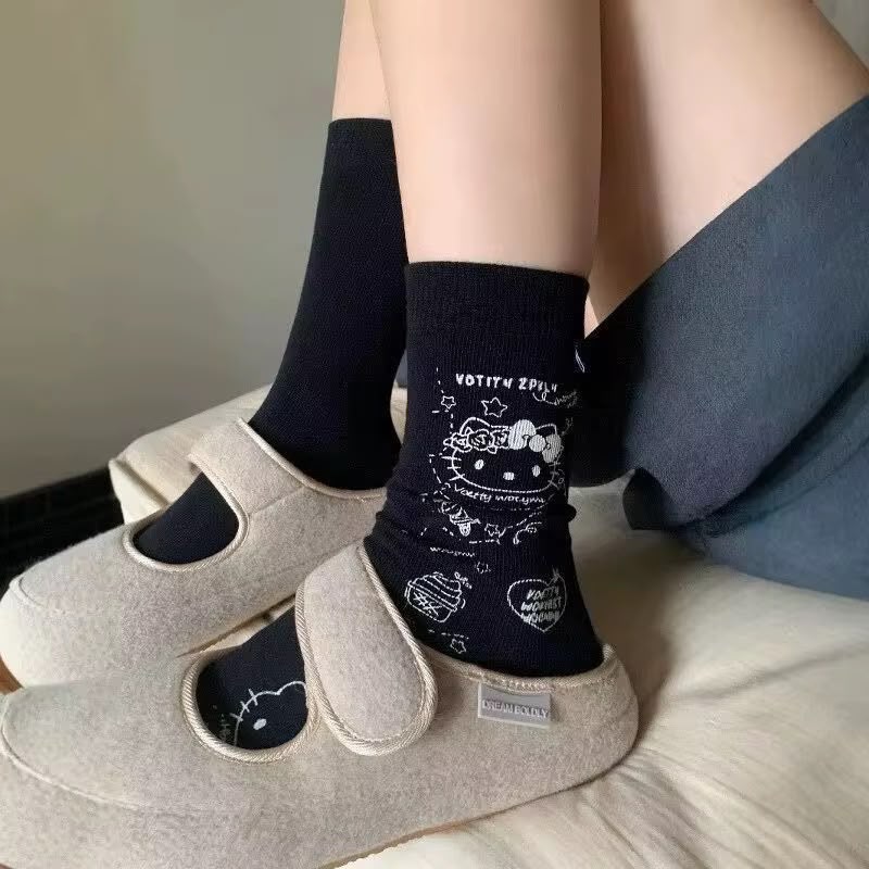 MEDIAS KITTY X10 BLANCA CON NEGRO