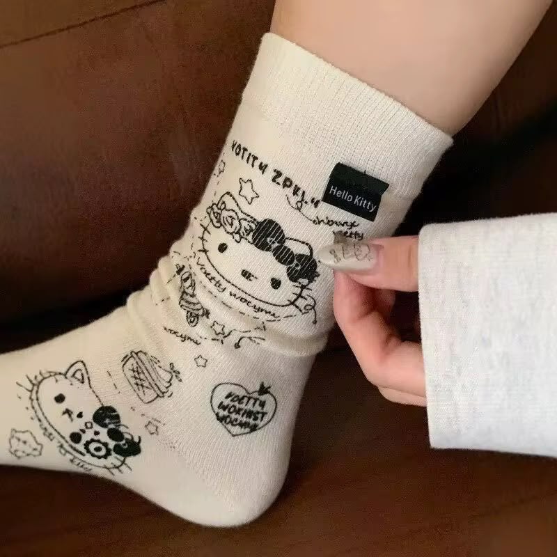 MEDIAS KITTY X10 BLANCA CON NEGRO