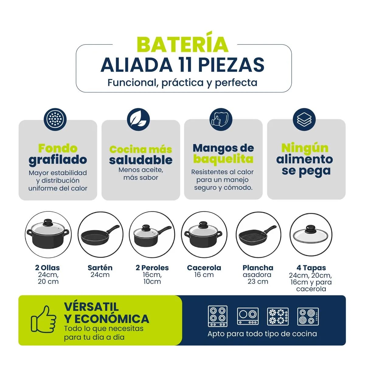 set de ollas universal 11 piezas