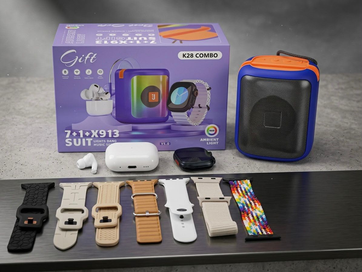 COMBO RELOJ AUDIFONOS Y PARLANTE  todo en 1 k28