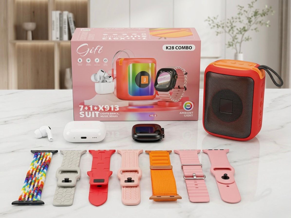 COMBO RELOJ AUDIFONOS Y PARLANTE  todo en 1 k28