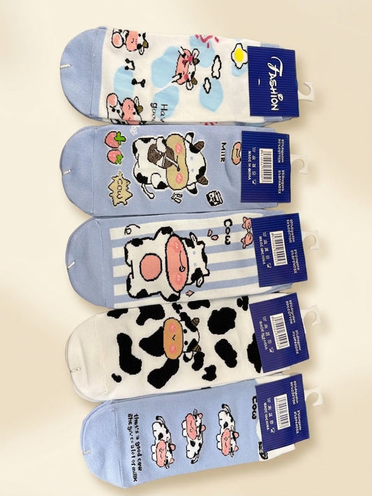 medias vaca estampada x10