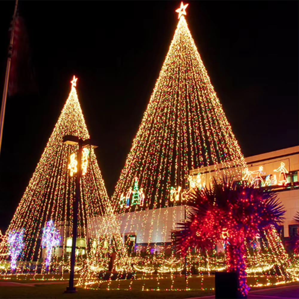 ESTRELLA PUNTA DE ARBOL CON RAMAL 180 LED X 2MT MULTICOLOR