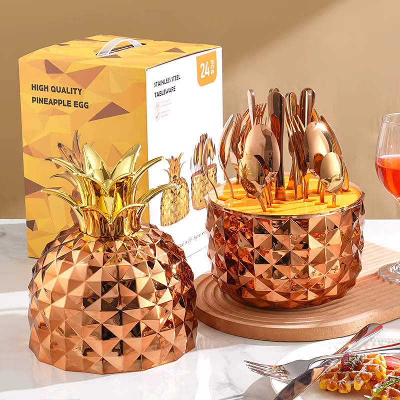 Juego de cubiertos  24 piezas en forma de piña