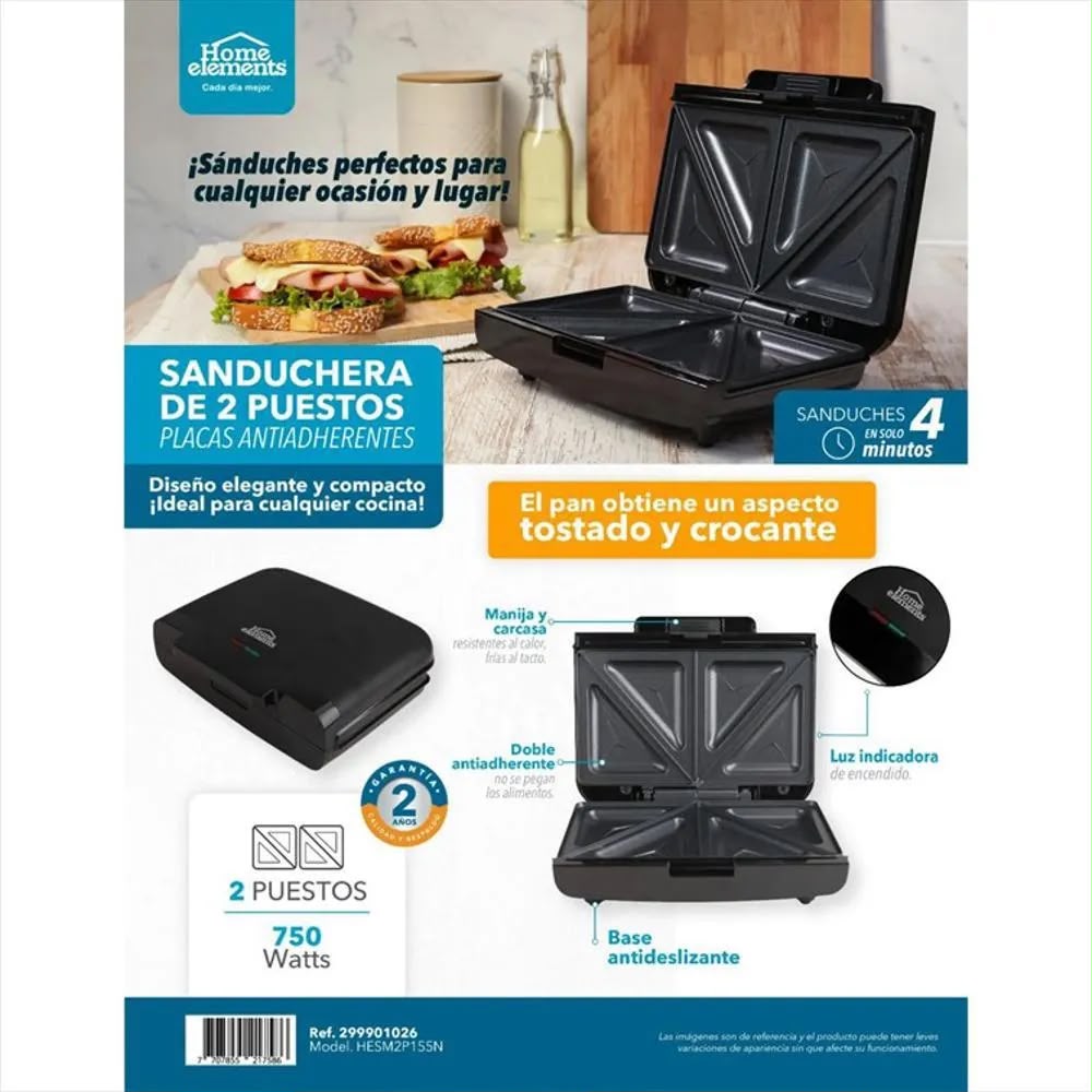 Sandwichera dos puestos Home elements