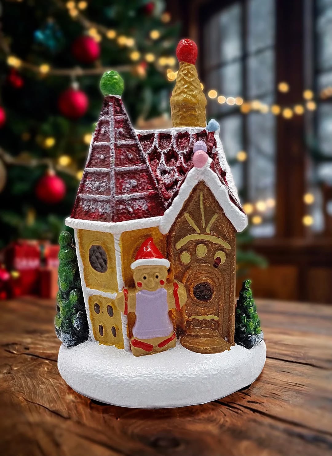 mini villa navideña pequeña diseño muñeco galleta en la mitad AD-27