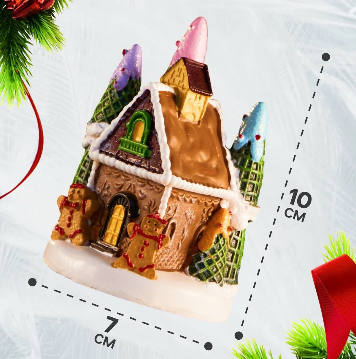 mini villa navideña pequeña diseño dos muñecos galleta con vestido AD-27