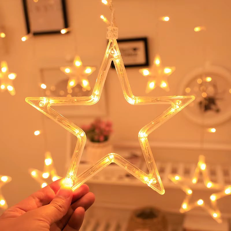 luz cascada de 3 metros estrella con estrella cálido