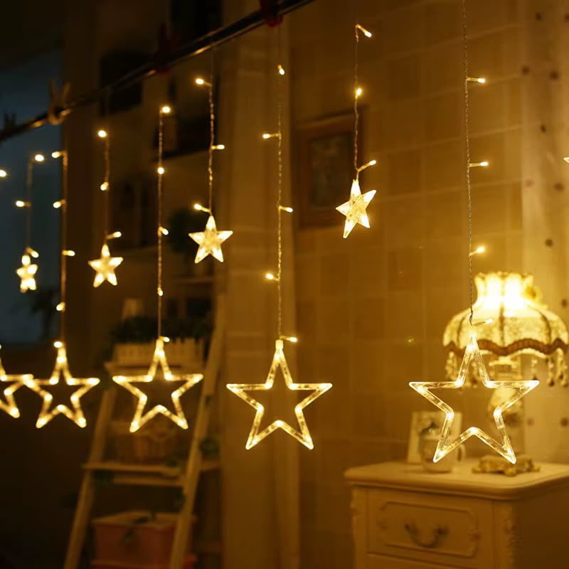 luz cascada de 3 metros estrella con estrella cálido