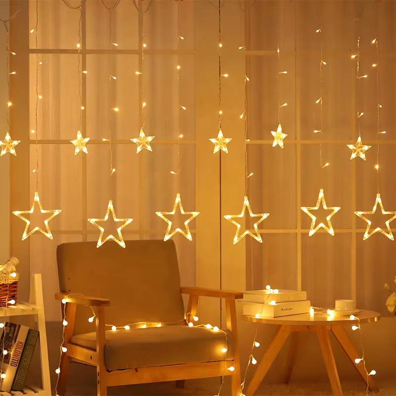 luz cascada de 3 metros estrella con estrella cálido