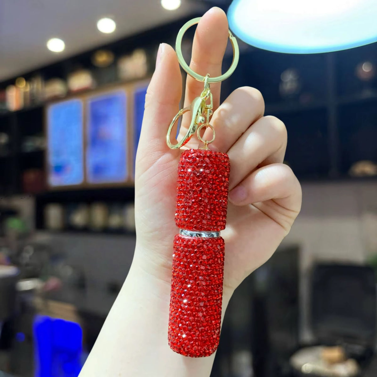 llavero para perfume brillante