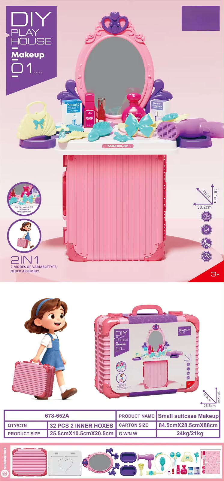 set de tocador en maleta