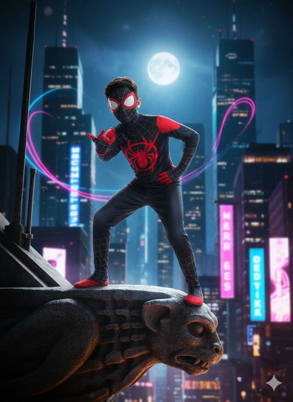 DISFRAZ SPIDERMAN NEGRO CON ROJO