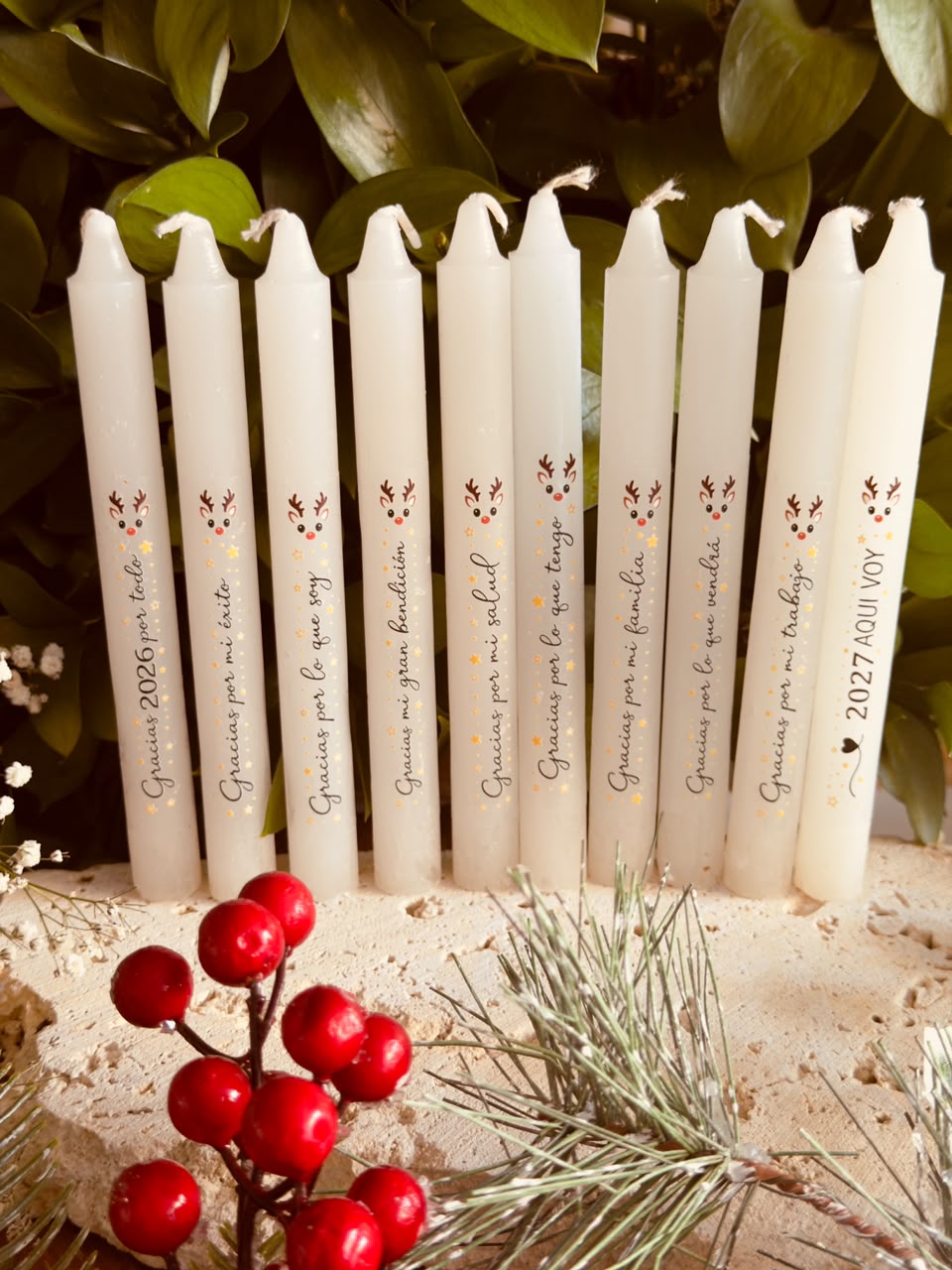 VELAS CON RENO NAVIDEÑOS