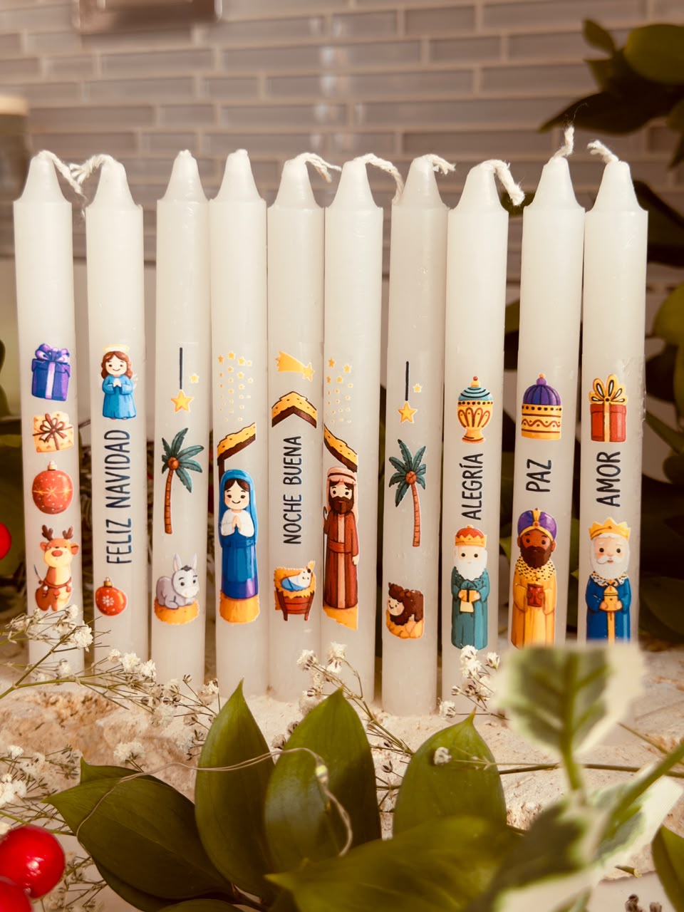 velas emojis navideñas pesebre