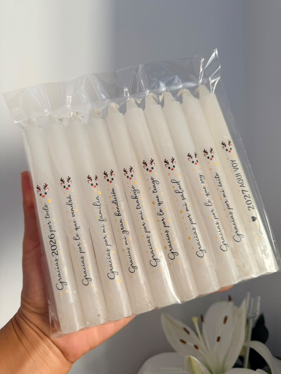 VELAS CON RENO NAVIDEÑOS